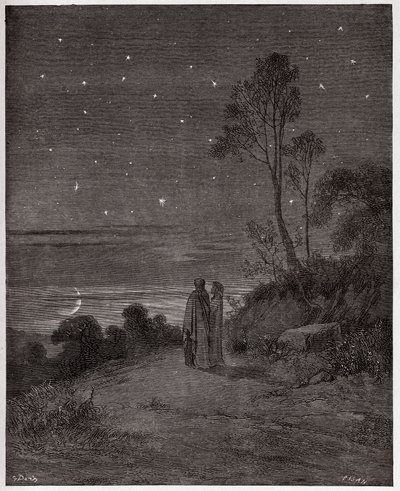 A Divina Comédia (La Divina Commedia, La Divina Comédia), Inferno, Canto 2: O céu escuro da primeira noite - por Dante Alighieri (1265-1321) - Ilustração de Gustave Dore (1832-1883) de Gustave Dore