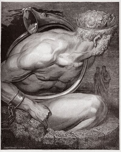 A Divina Comédia (La Divina Commedia, La Divina Comédia), Inferno, Canto 31: Nimrod dos gigantes - de Dante Alighieri (1265-1321) - Ilustração de Gustave Dore (1832-1883) de Gustave Dore