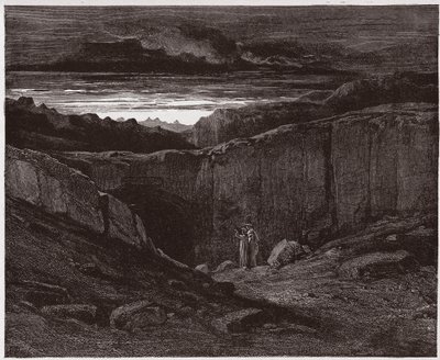 A Divina Comédia (La Divina Commedia, La Divina Comedie), Inferno, Canto 3: Virgil e Dante às portas do Inferno - por Dante Alighieri (1265-1321) - Ilustração por Gustave Dore (1832-1883) de Gustave Dore