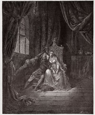 A Divina Comédia (La Divina Commedia, La Divina Comédia), Inferno, Canto 5: Paolo e Francesca - de Dante Alighieri (1265-1321) - Ilustração de Gustave Dore (1832-1883) de Gustave Dore