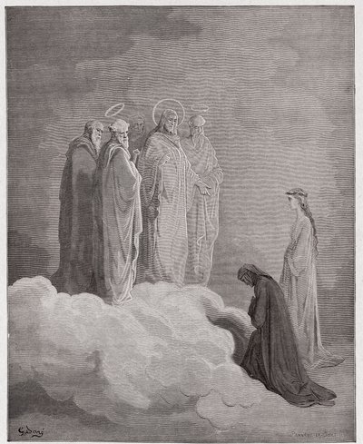 A Divina Comédia (La Divina Commedia, La Divina Comediante), Paradiso, Canto 26: São João examina Dante sobre o amor - por Dante Alighieri (1265-1321) - Ilustração de Gustave Dore (1832-1883) de Gustave Dore