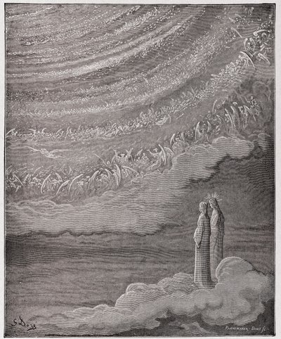 A Divina Comédia (La Divina Commedia, La Divina Comédia), Paradiso, Canto 28: A cintilante hóstia do céu - por Dante Alighieri (1265-1321) - Ilustração de Gustave Dore (1832-1883) de Gustave Dore