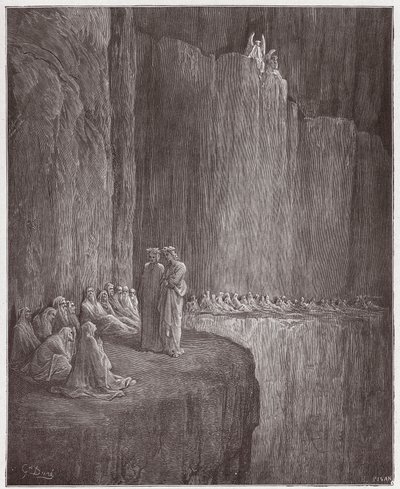 A Divina Comédia (La Divina Commedia, La Divina Comédia), Purgatorio, Canto 13: Sapia limpa sua vida culpada - por Dante Alighieri (1265-1321) - Ilustração de Gustave Dore (1832-1883) de Gustave Dore