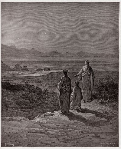 A Divina Comédia (La Divina Commedia, La Divina Comedie), Purgatorio, Canto 1: Dante ajoelha-se perante Statius - de Dante Alighieri (1265-1321) - Ilustração de Gustave Dore (1832-1883) de Gustave Dore