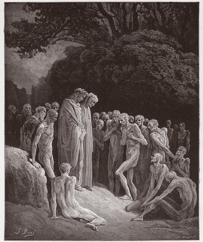 A Divina Comédia (La Divina Commedia, La Divina Comédia), Purgatorio, Canto 23: As almas dos glutões - por Dante Alighieri (1265-1321) - Ilustração de Gustave Dore (1832-1883) de Gustave Dore