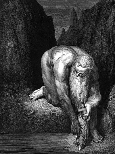 The Divine Comedy, de Dante: The Giant Antaeus. de Gustave Dore