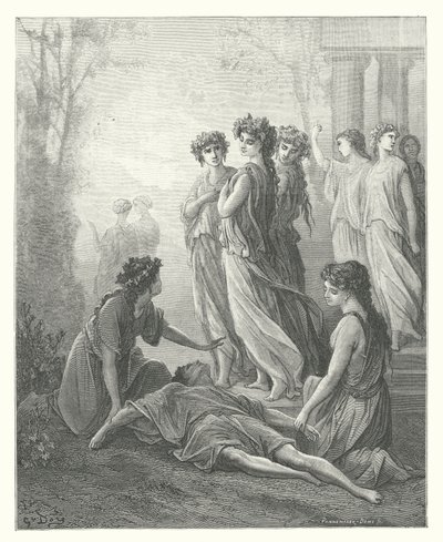 As Fábulas de La Fontaine: Daphnis e Alcimadura (gravura) de Gustave Dore
