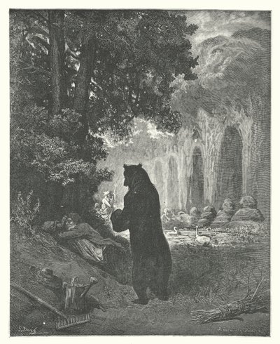 As Fábulas de La Fontaine: O Urso e o Amador de Jardinagem (gravura) de Gustave Dore