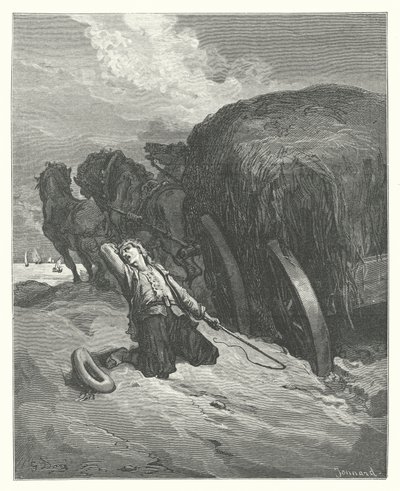 As Fábulas de La Fontaine: O carro preso na lama (gravura) de Gustave Dore