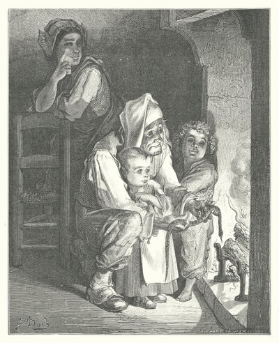 As Fábulas de La Fontaine: O campónio e a serpente (gravura) de Gustave Dore