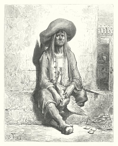 As Fábulas de La Fontaine: A galinha dos ovos de ouro (gravura) de Gustave Dore