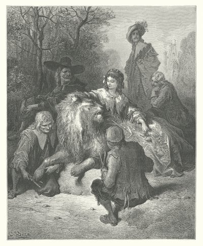 As Fábulas de La Fontaine: O Leão Apaixonado (gravura) de Gustave Dore