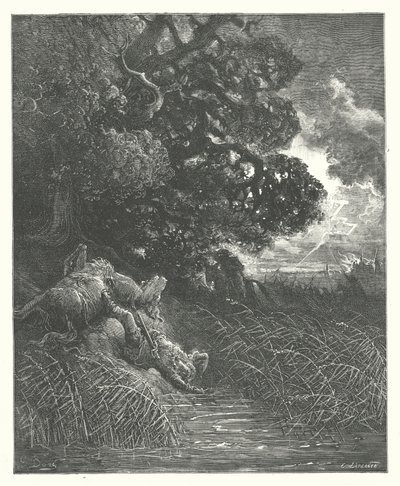As Fábulas de La Fontaine: O carvalho e a cana (gravura) de Gustave Dore