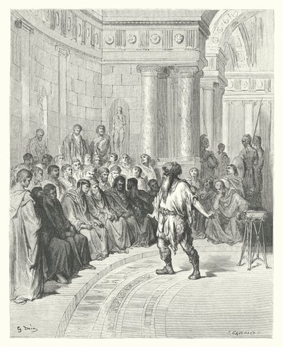 As Fábulas de La Fontaine: O Camponês do Danúbio (gravura) de Gustave Dore