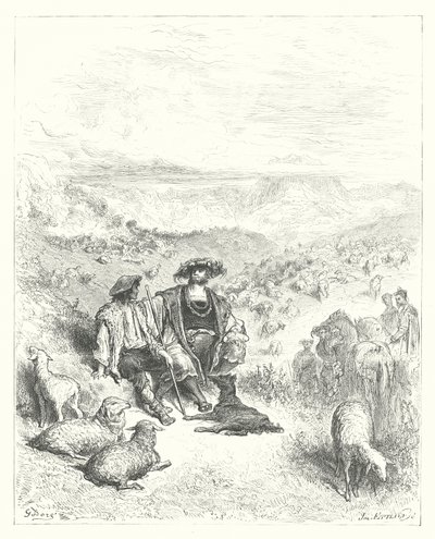 As Fábulas de La Fontaine: O Pastor e o Rei (gravura) de Gustave Dore