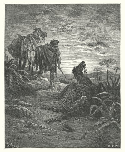 As Fábulas de La Fontaine: As Duas Mulas (gravura) de Gustave Dore