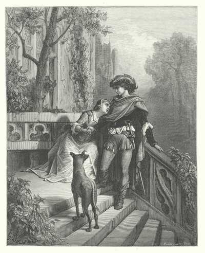 As Fábulas de La Fontaine: Os Dois Pombos (gravura) de Gustave Dore