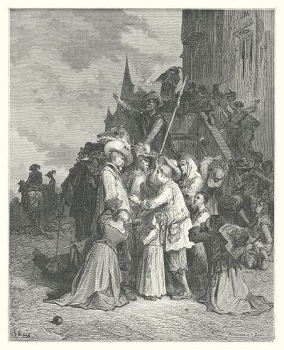 As Fábulas de La Fontaine: Os Abutres e os Pombos (gravura) de Gustave Dore