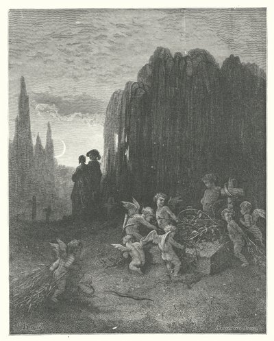 As Fábulas de La Fontaine: A jovem viúva (gravura) de Gustave Dore