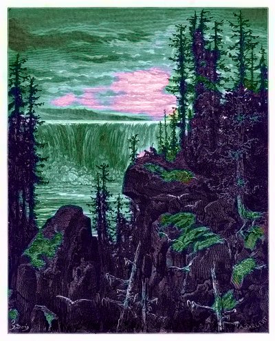As Cataratas do Niágara, ilustração de &39;The Dore Gallery&39;, gravada por A. Sargent, publicada em c.1890 (imagem digitalmente aprimorada) de Gustave Dore