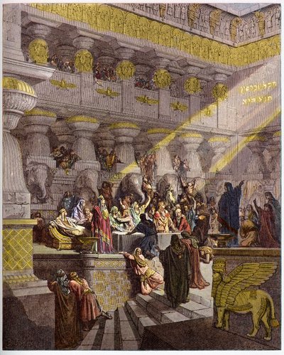 A Festa de Baltazar - Festa de Belsazar - A Festa de Belsazar - gravura em "A ilustração bíblica" de Gustave Dore (1832-1883) - Gravura de "A Bíblia Dore de Gustave Dore