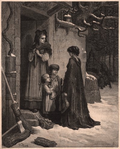 O gafanhoto e a formiga, ilustração da fábula por Jean de la Fontaine de Gustave Dore