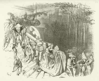 Os Senhores e Senhoras do Castelo. Início do século XVI (gravura) de Gustave Dore