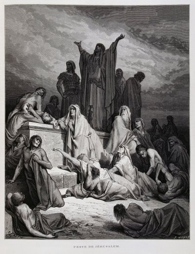 A peste ataca Jerusalém, ilustração da Bíblia de Dore de Gustave Dore