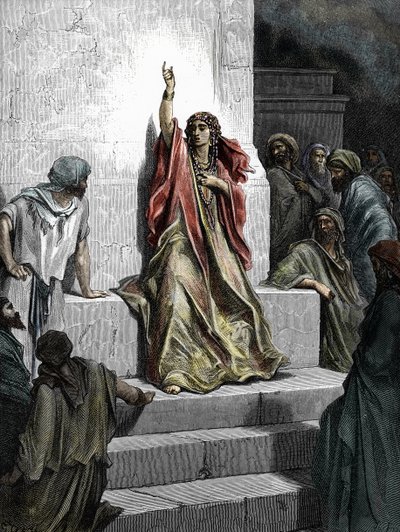 A Profetisa Débora (Profetisa Débora) Gravura da "Bíblia" ilustrada por Gustave Dore (1832 - 1883) 1865 Colecção privada de Gustave Dore