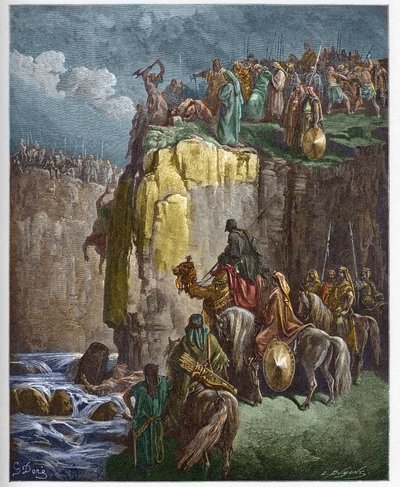 A Matança dos Profetas de Baal - O profeta Elias faz perir os sacerdotes de Baal - Gravura em "A ilustração bíblica" de Gustave Dore (1832-1883) - Gravura em "A Bíblia Dore de Gustave Dore