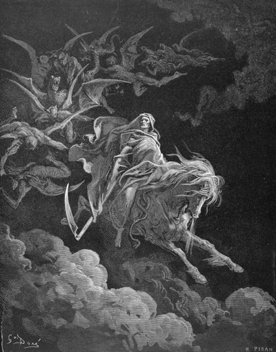 A Visão da Morte, gravada por Heliodore Joseph Pisan (1822-90) c.1868 de Gustave Dore
