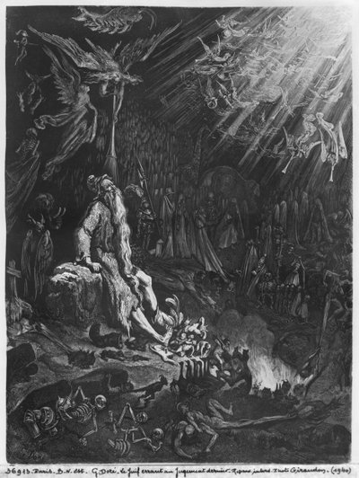O Judeu Errante e o Juízo Final, gravado por Felix Jean Gauchard (1825-72) de Gustave Dore