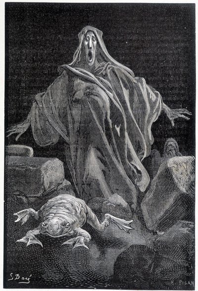 O alarme gritou - ilustração do medo de Gustave Doré, gravura de Gustave Dore