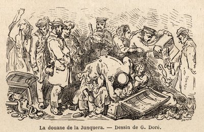 Os costumes da junquera (cidade localizada entre a Catalunha e a província de Gerona), desenho de Gustave Dore (1832-1883), para ilustrar sua viagem à Espanha, com C. Davillier, em 1862. Gravura em "Le tour du monde", editado por Edouard Charton de Gustave Dore
