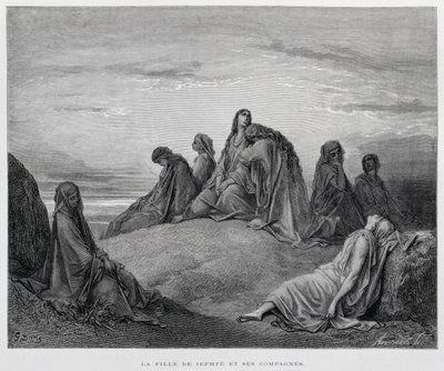 As filhas de Jepthah, Ilustração da Bíblia de Dore de Gustave Dore