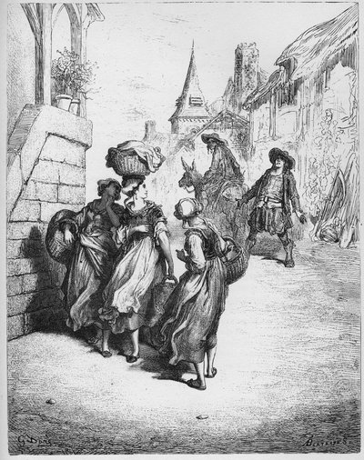 O moleiro, seu filho e o burro - de "Fábulas" de Jean de La Fontaine de Gustave Dore