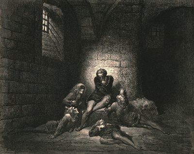Então, para não deixá-los mais tristes, eu mantive meu espírito em silêncio, c1890. de Gustave Dore
