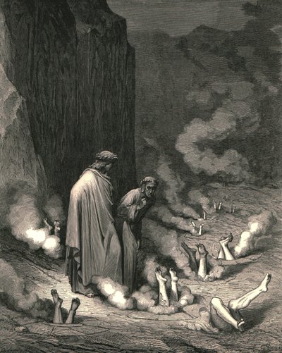 Ali estava eu, como o frade, que mata um desgraçado por assassinato, c1890. de Gustave Dore