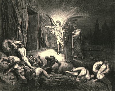 Chegou ao portão e, com a varinha, tocou-o, c1890. de Gustave Dore
