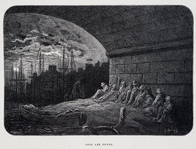 Vagabundo Sob Pontes - em "Londres" de Gustave Doré de Gustave Dore