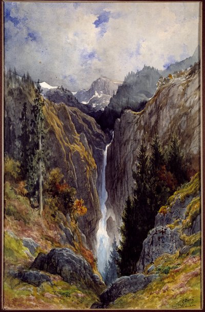 Cachoeira do buraco do inferno no vale dos Lys. Pintura de Gustave Dore (1832-1883) de Gustave Dore