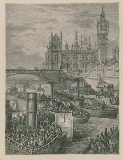 Escadas de Westminster - Steamers Deixando de Gustave Dore