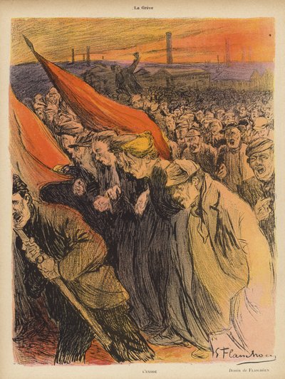 Greve industrial: The Exodus, c.1902 (cor litho) de Gustave Flasschoen