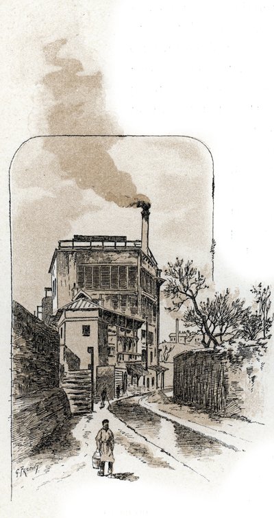 Vista do rio Bievre em Paris Desenho de Gustave Fraipont (1849-1923) a partir de Saint-Juirs de Gustave Fraipont