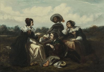 A história. Personagens em traje Luís XIII, ca. 1830 (óleo) de Gustave François Morin