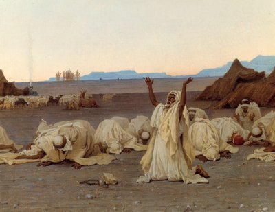 Oração da noite no deserto do Saara Detalhe do acampamento Tuaregue. Pintura de Gustave Achille Guillaumet (1840-1887) 1863 Sol. 1,3x2,8 m. Paris, Musee d