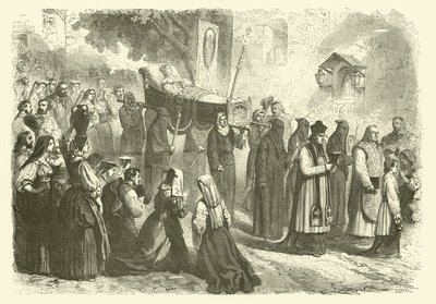 Procissão fúnebre de uma jovem rapariga, Sparanise, Itália (gravura) de Gustave Janet