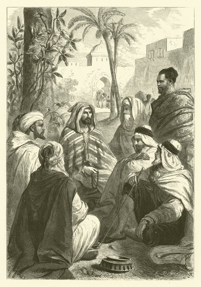 O contador de histórias árabe (gravura) de Gustave Janet