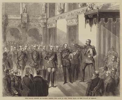 O Príncipe Regente da Prússia fazendo o juramento no Salão Branco do Palácio de Berlim de Gustave Janet