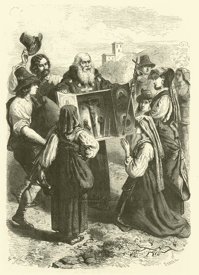O expositor de relíquias, Itália (gravura) de Gustave Janet